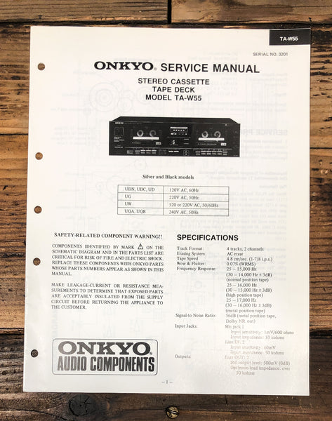 Onkyo TA-W55 Cassette Service Manual *Original*