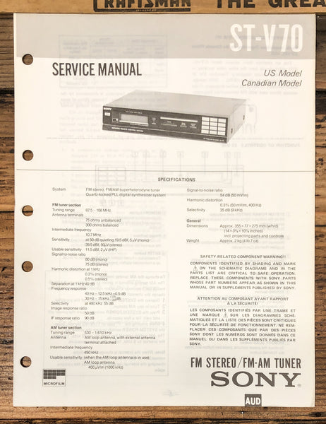 Sony ST-V70 Tuner  Service Manual *Original*