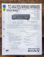 Sony TC-WA7ES TC-WR565 TC-WR665S Cassette  Service Manual *Original*