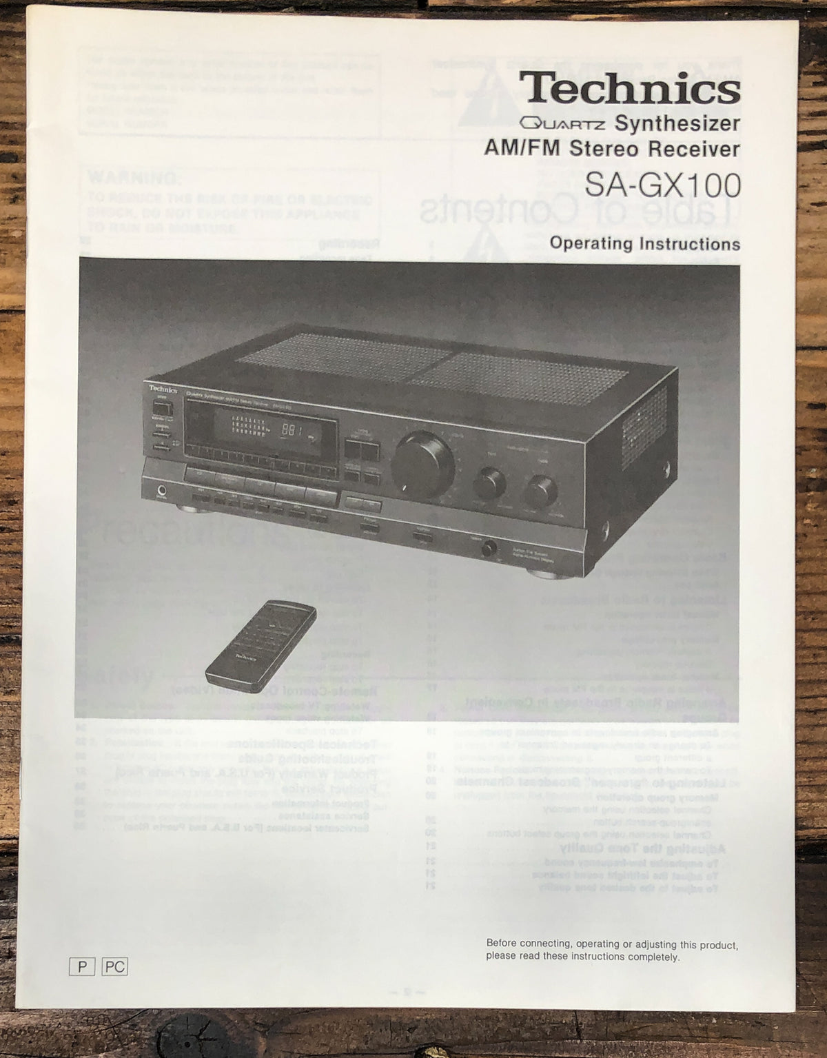Technics SA-GX100 Receiver Owners / User Manual *Original*