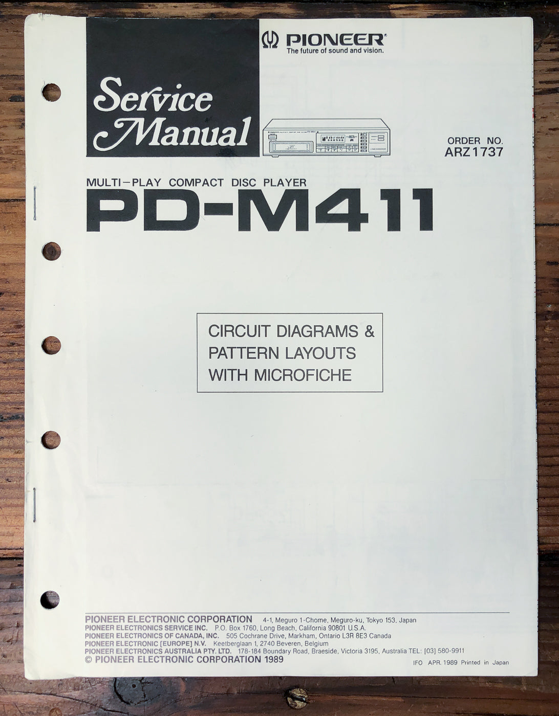 Pioneer PD-M411 CD Player Service Manual *Original*