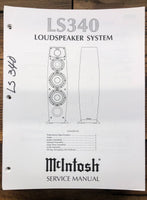 McIntosh LS340 LS-340 Speaker  Service Manual *Original*