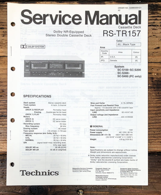 Technics RS-TR157 Cassette Service Manual *Original*