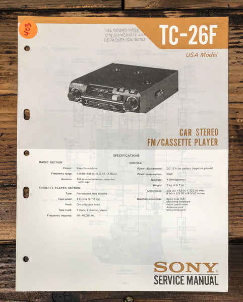 Sony TC-26F Cassette Service Manual *Original*