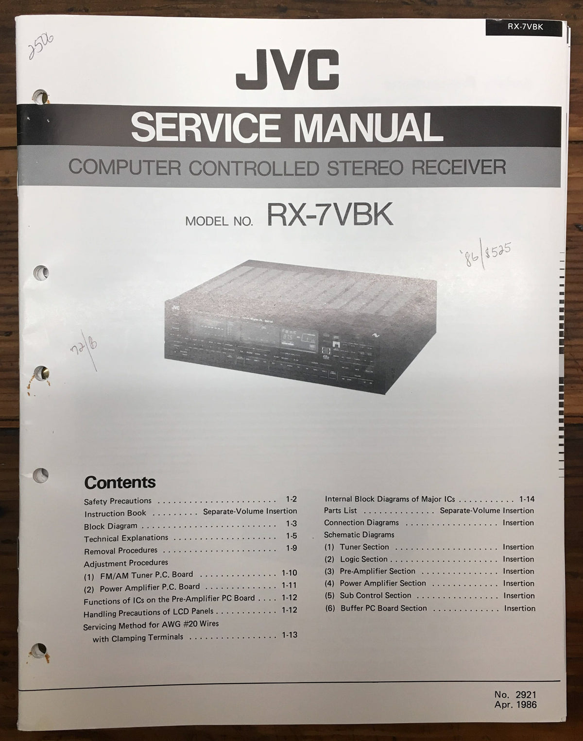 JVC RX-7 VBK Receiver  Service Manual *Original*