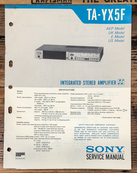 Sony TA-YX5F Amplifier  Service Manual *Original*