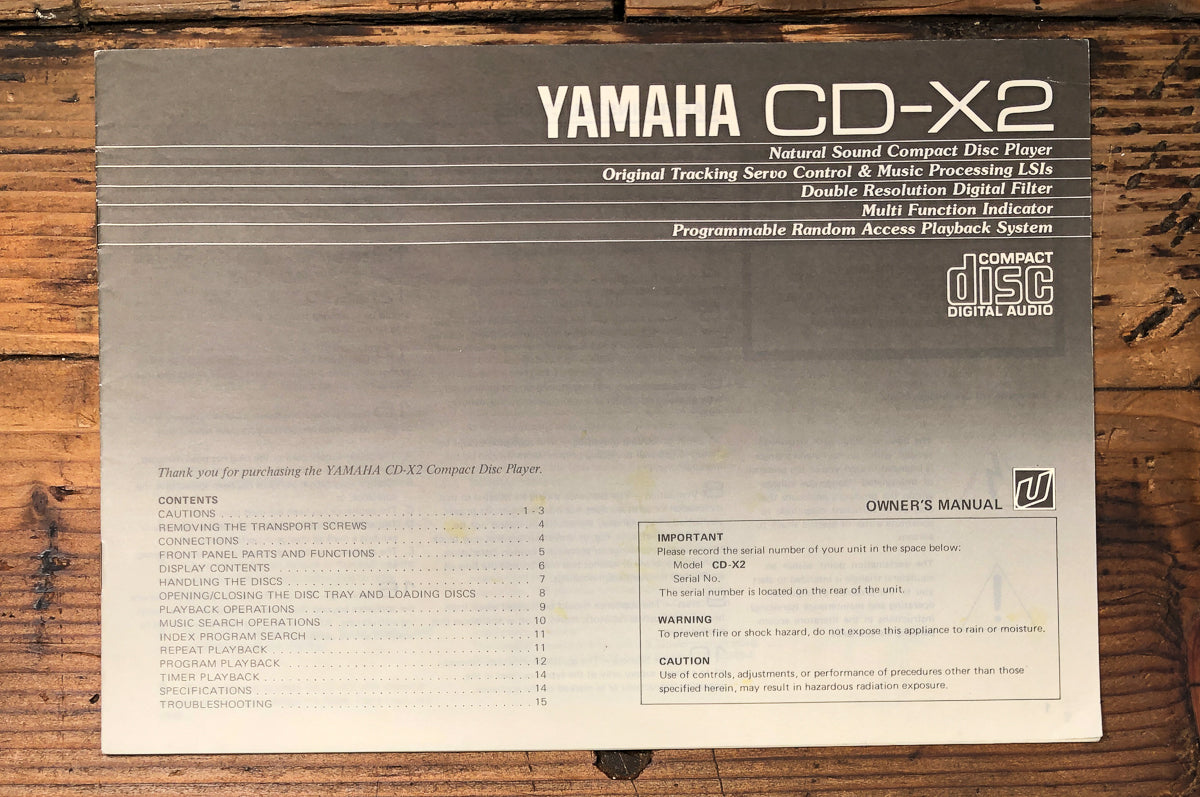 Yamaha CD-X2 CD Player Owners / User Manual *Original*