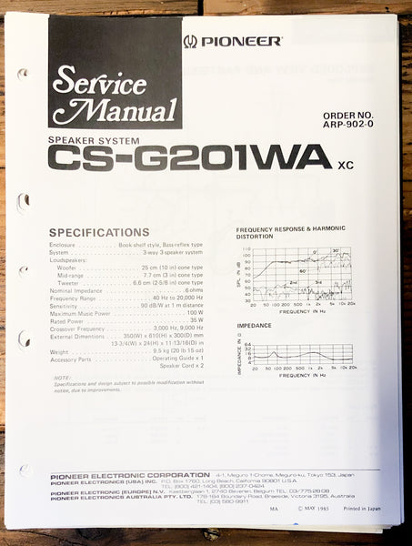 Pioneer CS-G201WA Speaker  Service Manual *Original*