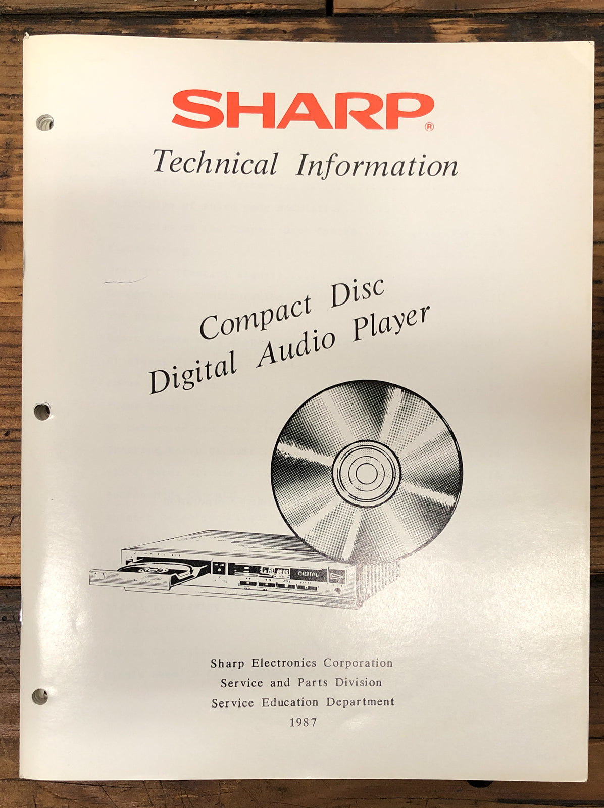 Sharp Compact Disc CD 1987   Technical Information Manual *Original*