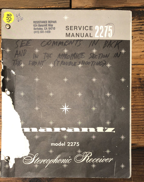 Marantz Model 2275 Receiver  Service Manual *Original*