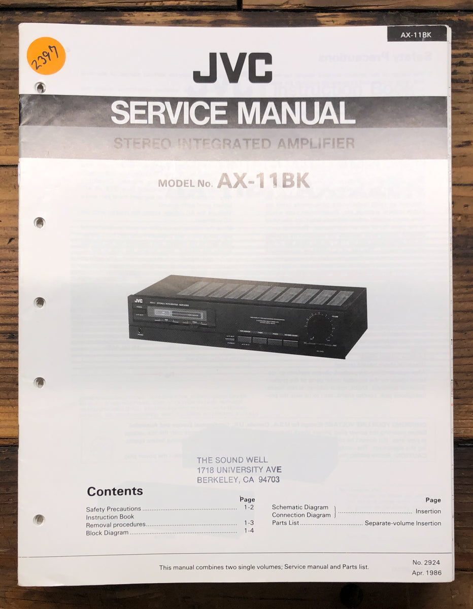 JVC AX-11 AX-11BK Amplifier  Service Manual *Original*