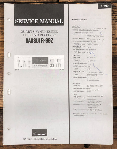 Sansui RS-99Z Receiver  Service Manual *Original*