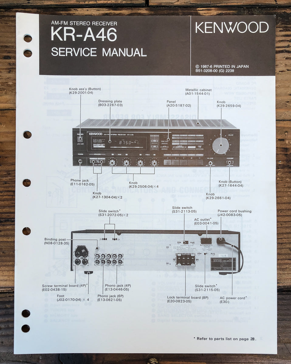 Kenwood KR-A46 Receiver Service Manual *Original*