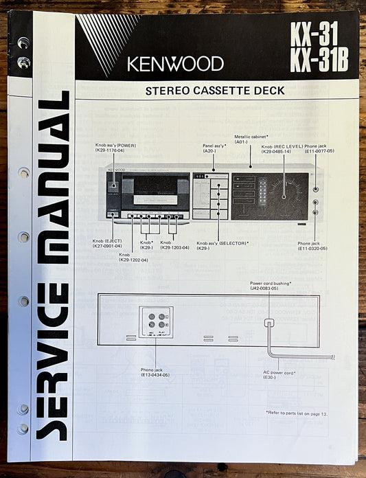 Kenwood KX-31 KX-31B Cassette  Service Manual *Original* #2