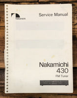 Nakamichi Model 430 Tuner  Service Manual *Original*