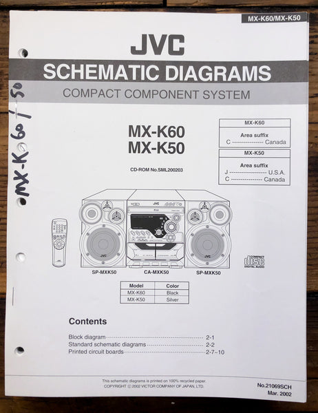 JVC MX-K50 MX-K60 Stereo Schematic Diagram Service Manual *Original*