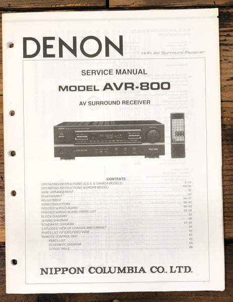 Denon AVR-800 Receiver  Service Manual *Original*