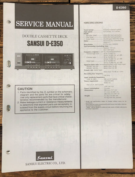 Sansui D-E350 Cassette  Service Manual *Original*