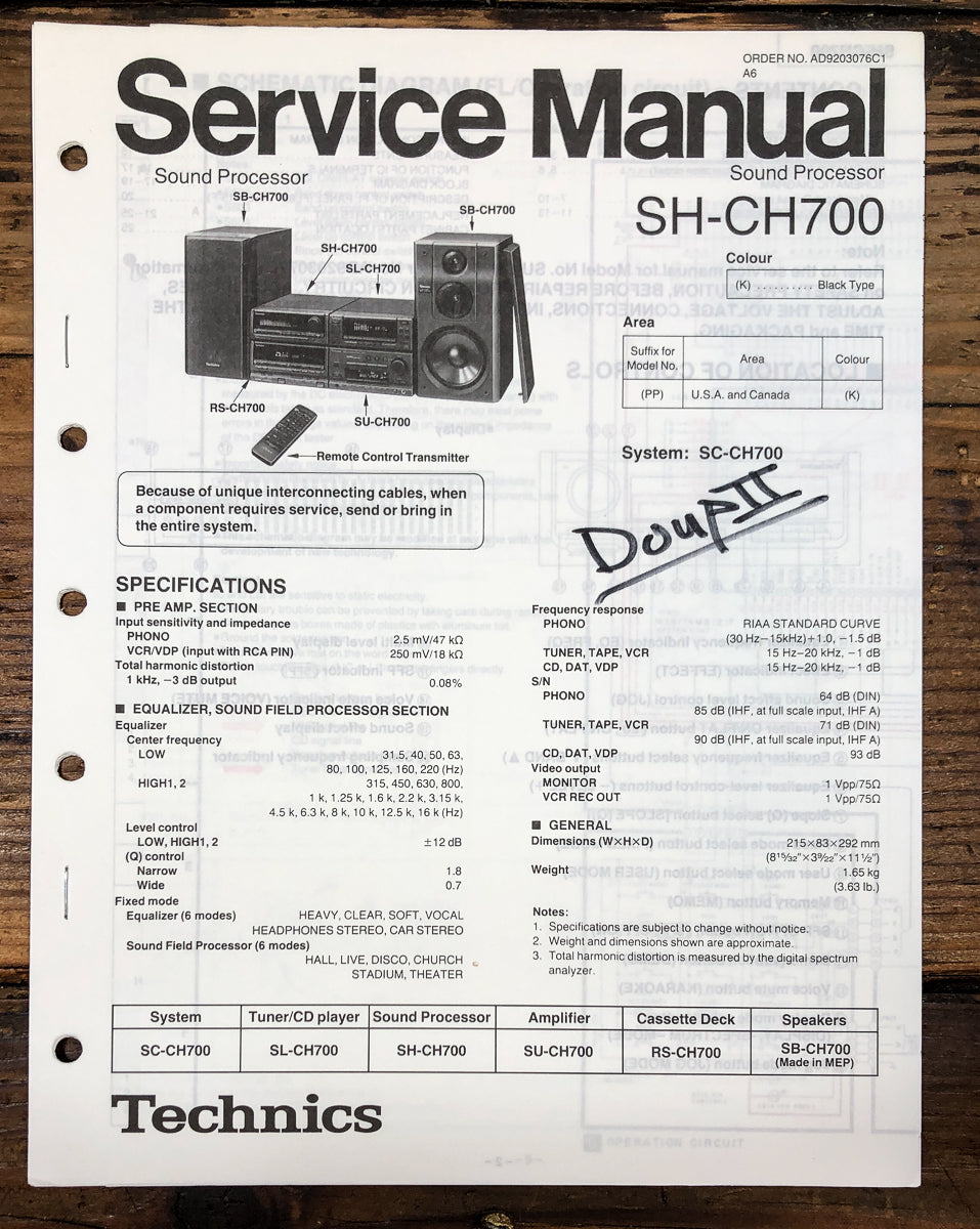 Technics SH-CH700 Sound Processor Service Manual *Original*