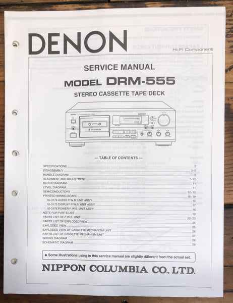 Denon DRM-555 Cassette  Service Manual *Original*
