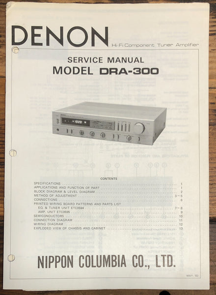Denon DRA-300 Receiver Service Manual *Original*