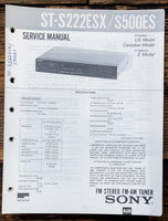 Sony ST-S222ESX ST-S500ES Tuner  Service Manual *Original*