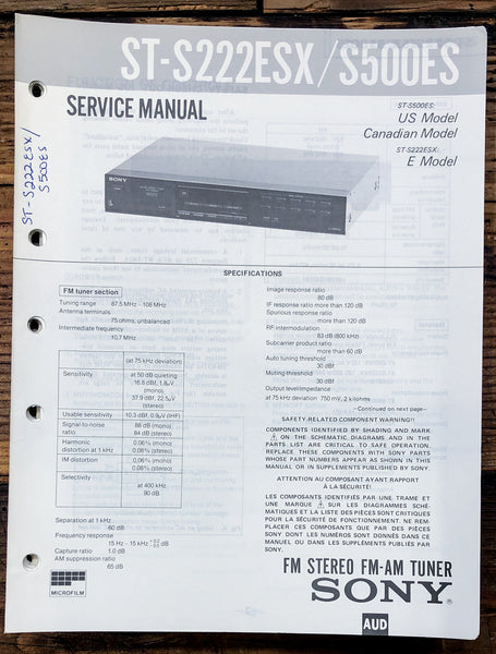 Sony ST-S222ESX ST-S500ES Tuner  Service Manual *Original*