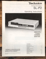 Technics SL-P2 CD Player  Owners / User Manual *Original*