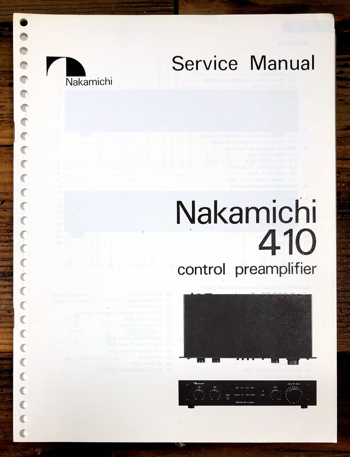 Nakamichi 410 Control Preamplifier Service Manual *Original*
