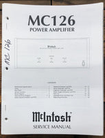 McIntosh MC126 MC-126 Amplifier  Service Manual *Original*