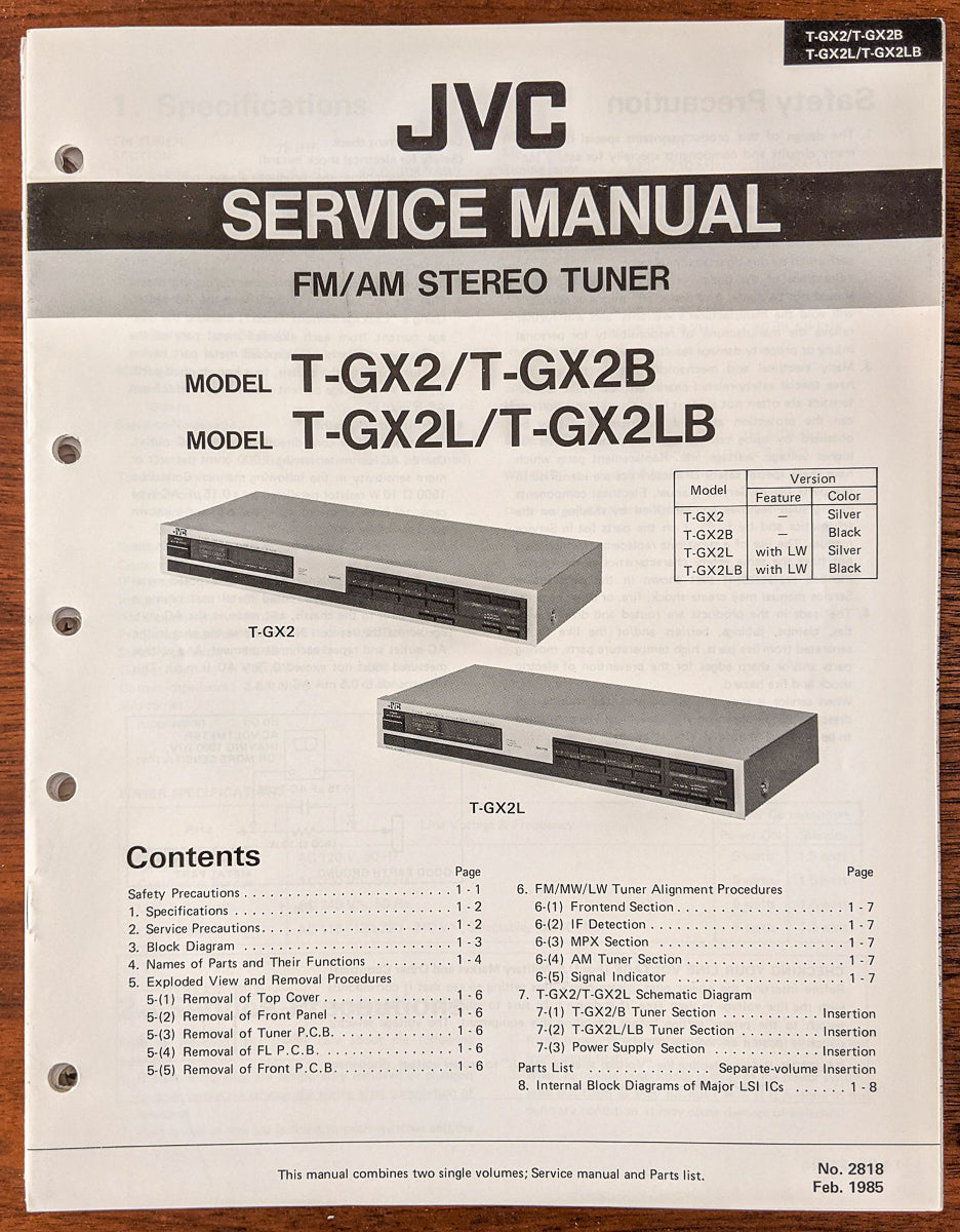 JVC T-GX2 T-GX2B T-GX2L Tuner Service Manual *Original*