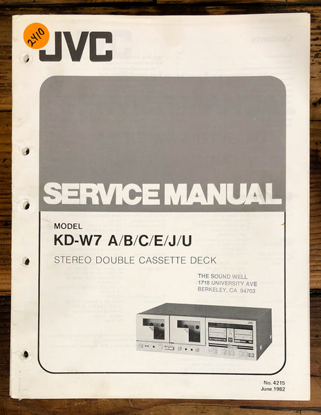 JVC KD-W7 Cassette  Service Manual *Original*