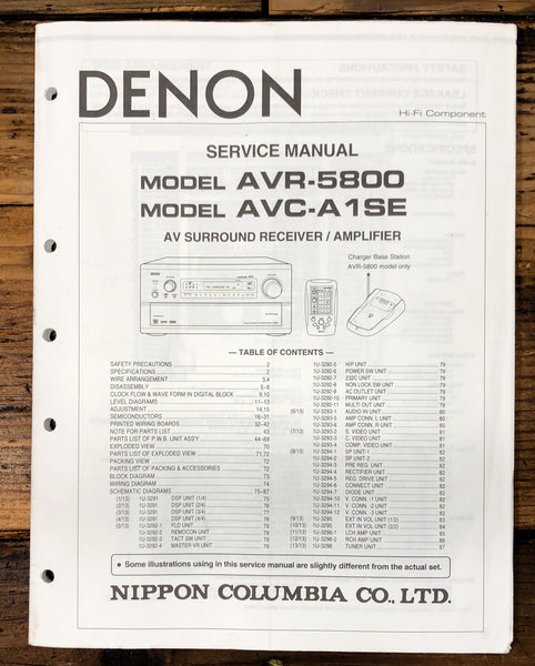 Denon AVR-5800 AVC-A1SE Receiver / Amplifier  Service Manual *Original*