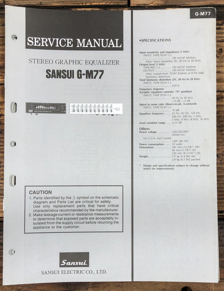 Sansui G-M77 Equalizer  Service Manual *Original*