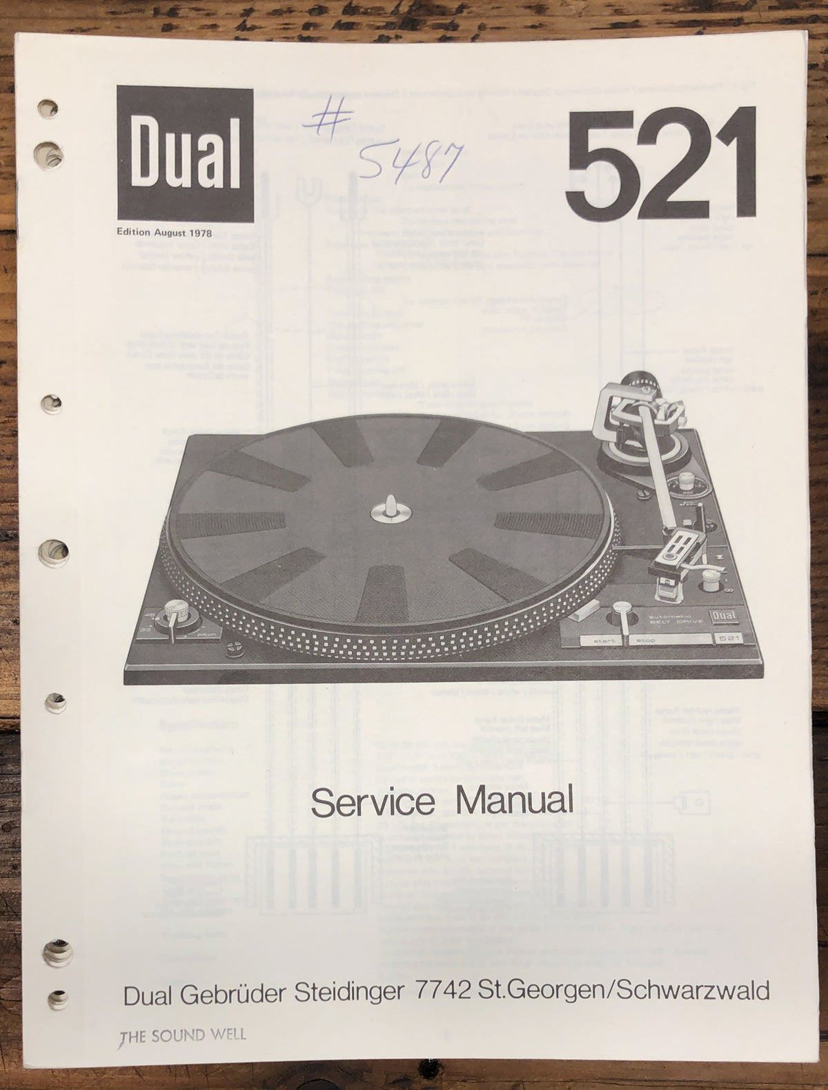 Dual Model 521 Record Player / Turntable  Service Manual *Original*