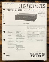 Sony DTC-77ES DTC-87ES DAT Tape Deck  Service Manual *Original*