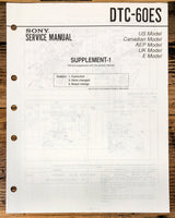 Sony DTC-60ES DAT Player Supp. #1 Service Manual *Original*