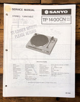 Sanyo TP1400CN TP-1400CN Record Player / Turntable  Service Manual *Original*