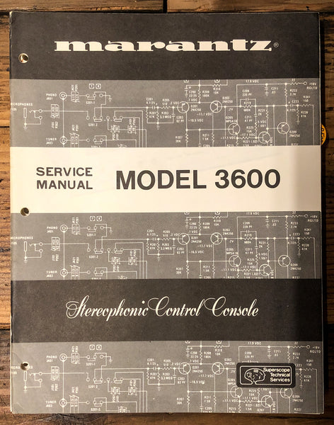 Marantz Model 3600 Preamp / Preamplifier  Service Manual *Original*