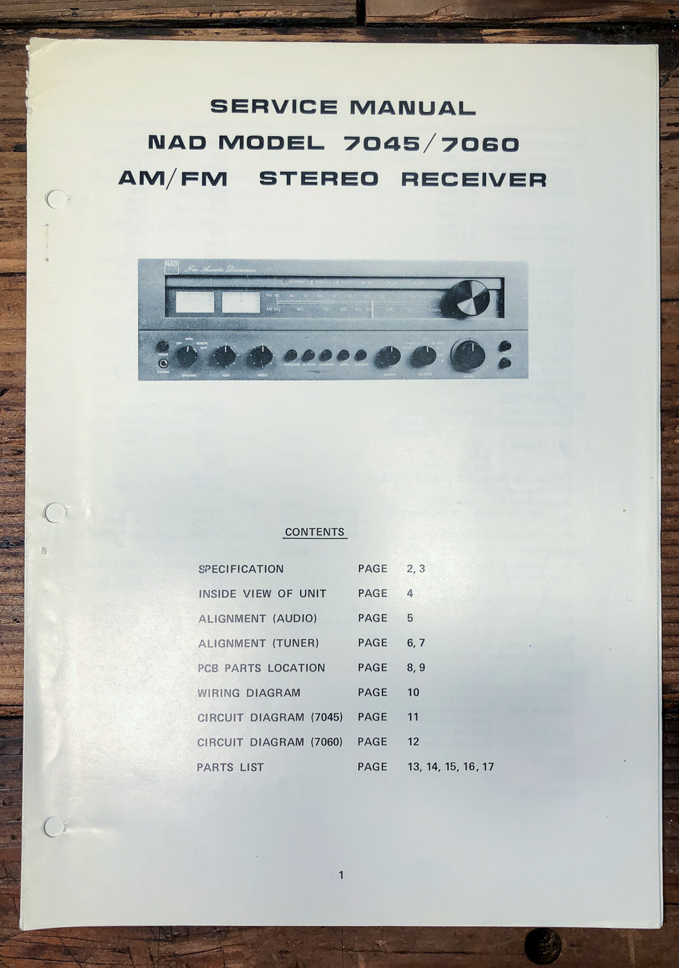 NAD Model 7045 7060 Receiver Service Manual *Original*