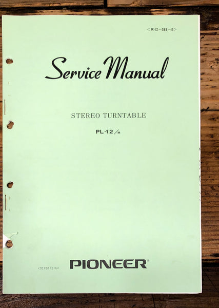 Pioneer PL-12 Record Player / Turntable Service Manual *Original*