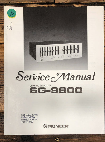 Pioneer SG-9800 Equalizer Service Manual *Original*