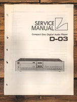 Luxman D-03 Digital Audio Player Service Manual *Original*
