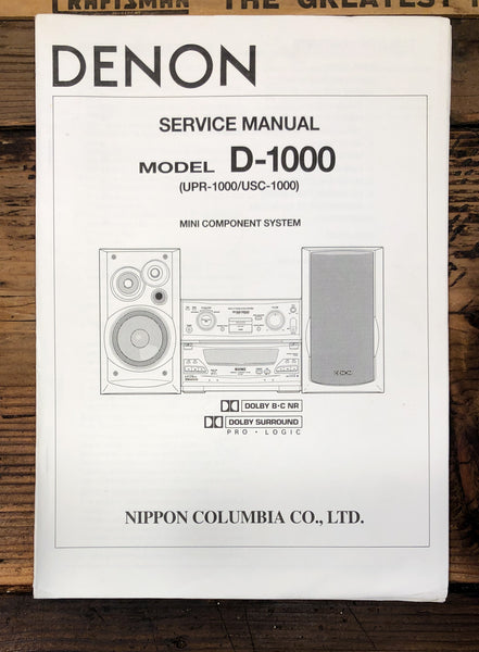 Denon D-1000 UPR-1000 USC-1000 Stereo  Service Manual *Original*