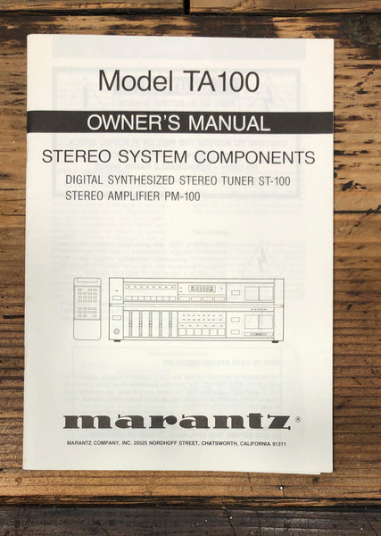 Marantz TA-100 ST-100 PM-100 Stereo Owners / User Manual *Original*