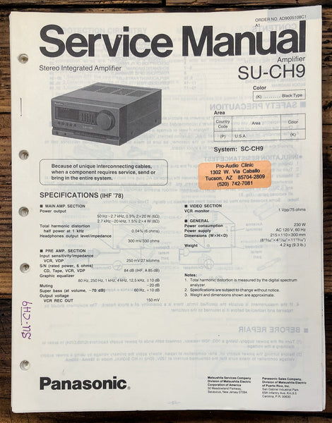 Panasonic SU-CH9 Amplifier  Service Manual *Original*