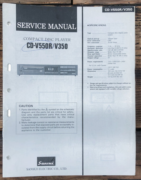 Sansui CD-V550R CD-V350 CD Player Service Manual *Original*