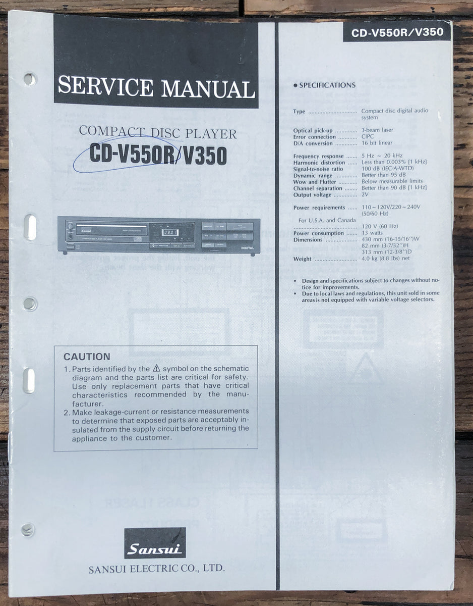 CD Player Service Manual *Original* – Vintage Audio Store - Vintage ...