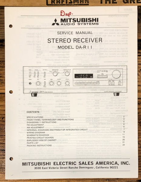 Mitsubishi DA-R11 Receiver  Service Manual *Original*