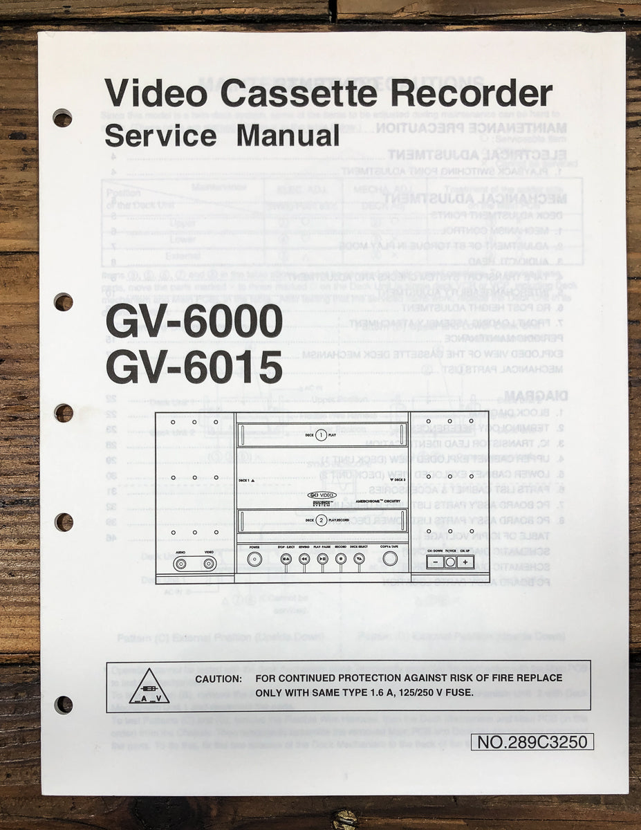 GO Video GV-6000 GV-6015 VCR Service Manual *Original*